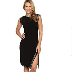 MICHAEL KORS STUDDED ASYMMETRICAL HEM DRESS
